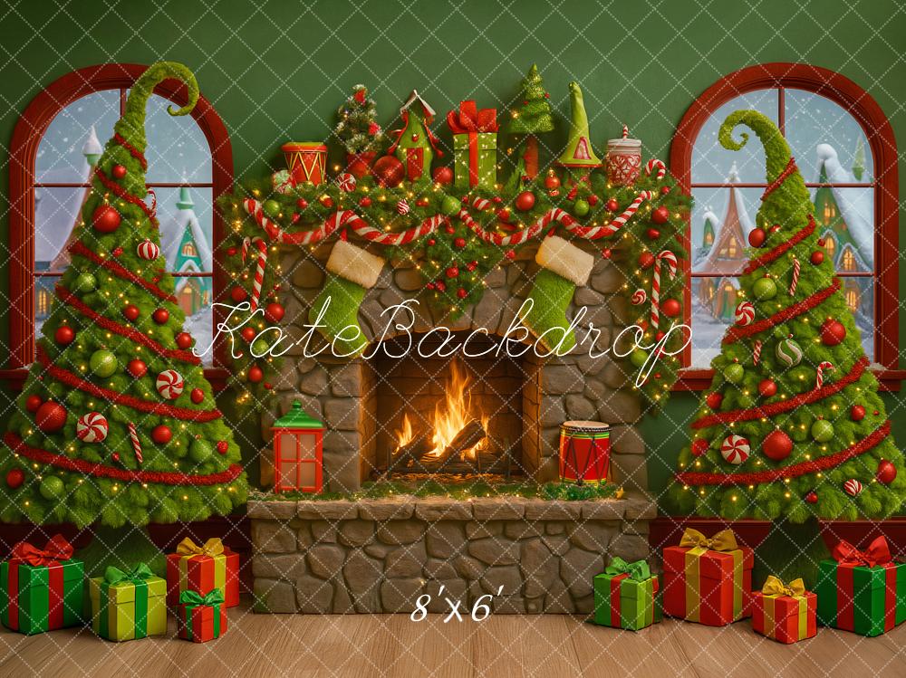 Kate Green Christmas Fireplace Gifts Backdrop Designed by Ashley Paul