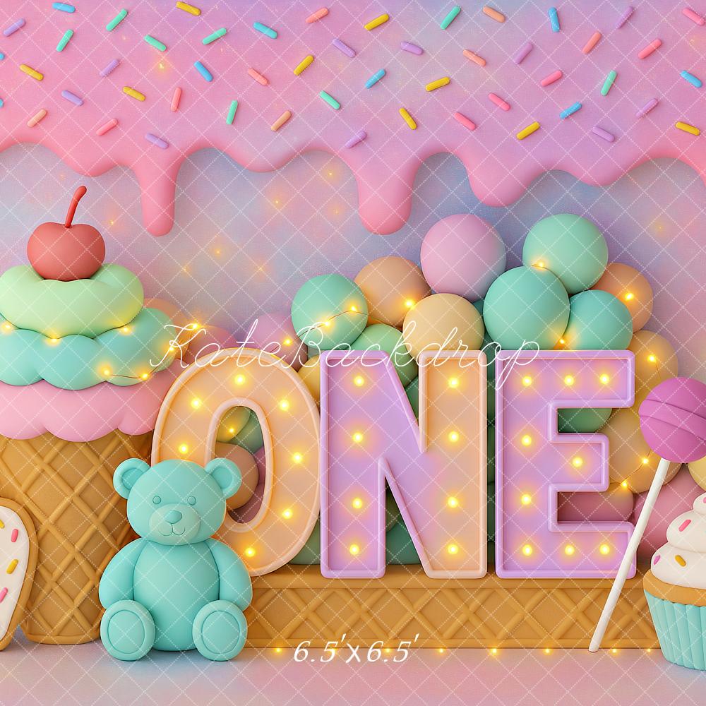 Kate Cake Smash ONE Ice Cream Backdrop Designed by Ashley Paul