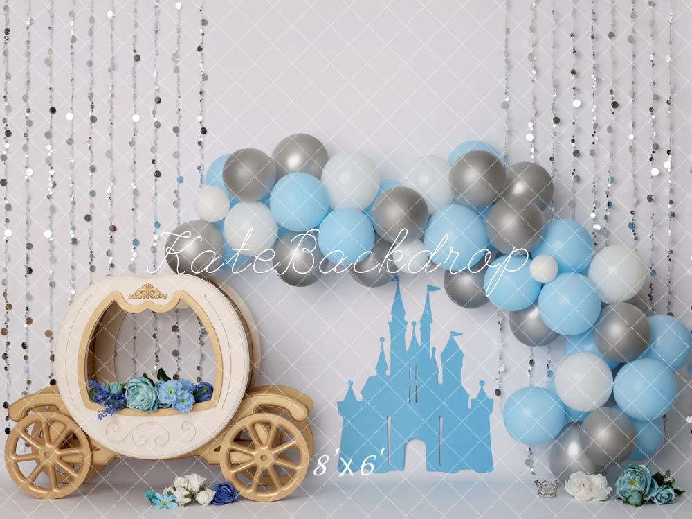 Kate Carriage Blue Castle Balloons Backdrop Designed by Melissa King