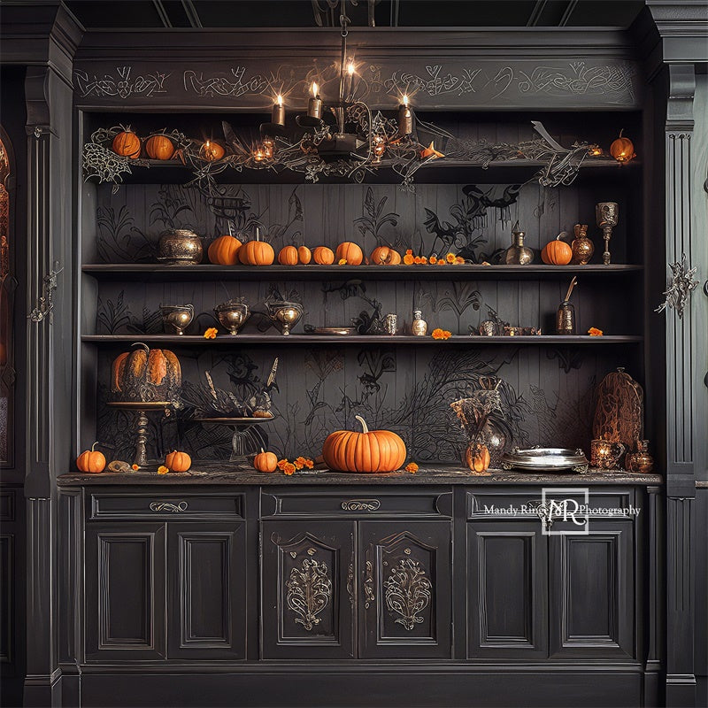 Kate Halloween Pumpkin Dark Cabinet Backdrop Designed by Mandy Ringe - Kate Backdrop AU