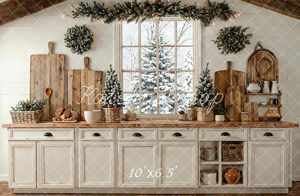 Kate Christmas Kitchen Fleece Backdrop Designed by Emetselch