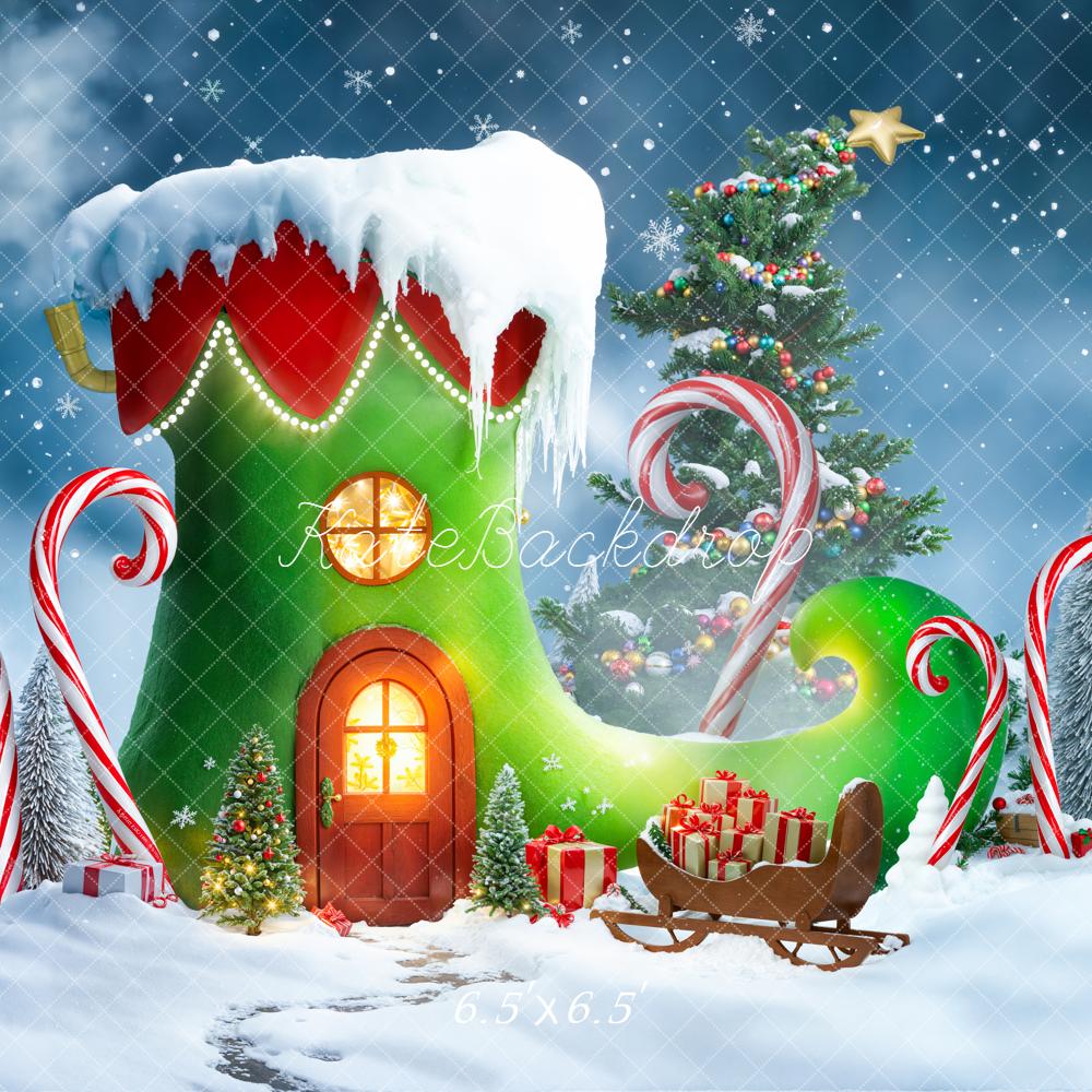 Kate Elf Shoe House Christmas Tree Backdrop Designed by Emetselch