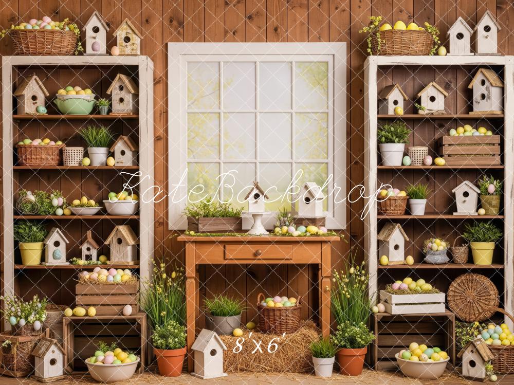 Kate Easter Eggs Birdhouses Fleece Backdrop Designed by Patty Roberts