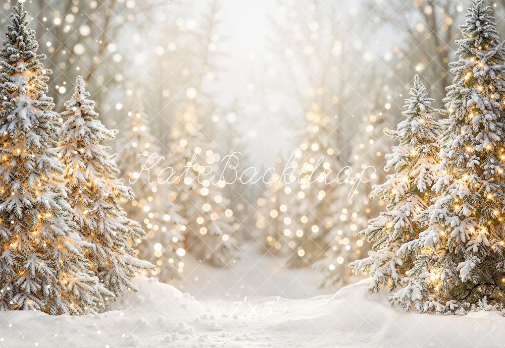 Kate Christmas Snowy Trees Bokeh Backdrop Designed by Emetselch - Kate Backdrop AU