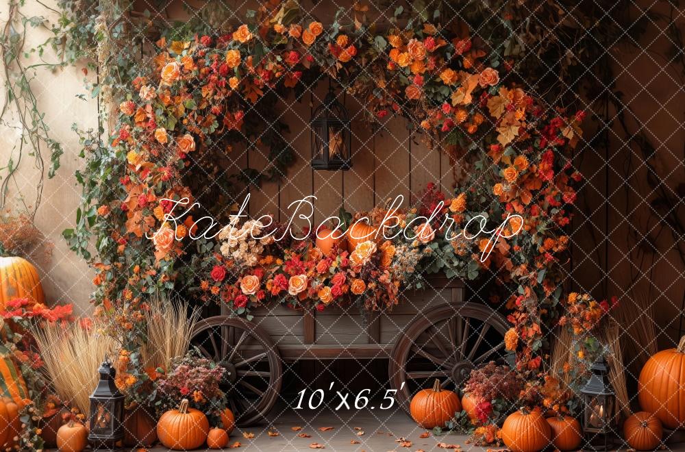 Kate Autumn Flower Pumpkins Backdrop Designed by Patty Roberts
