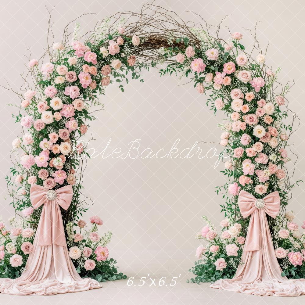 Kate Flower Arch Pink Bow Wedding Backdrop Designed by Patty Roberts