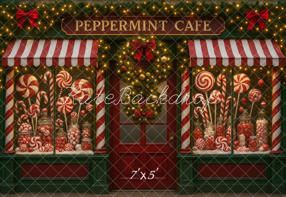 Kate Christmas Peppermint Candy Cafe Backdrop Designed by Ashley Paul