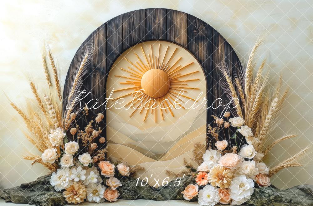 Kate Boho Sun Arch Dried Flowers Backdrop Designed by Mini MakeBelieve - Kate Backdrop AU
