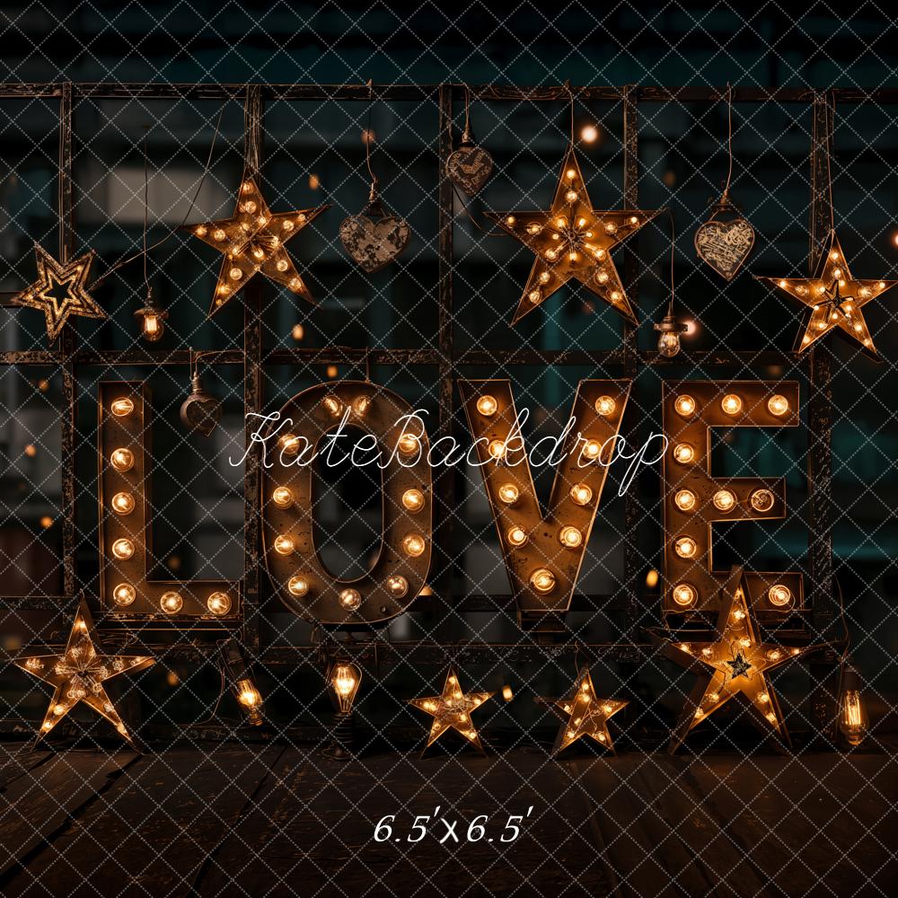 Kate Love Marquee Letters Star Lights Backdrop Designed by Emetselch