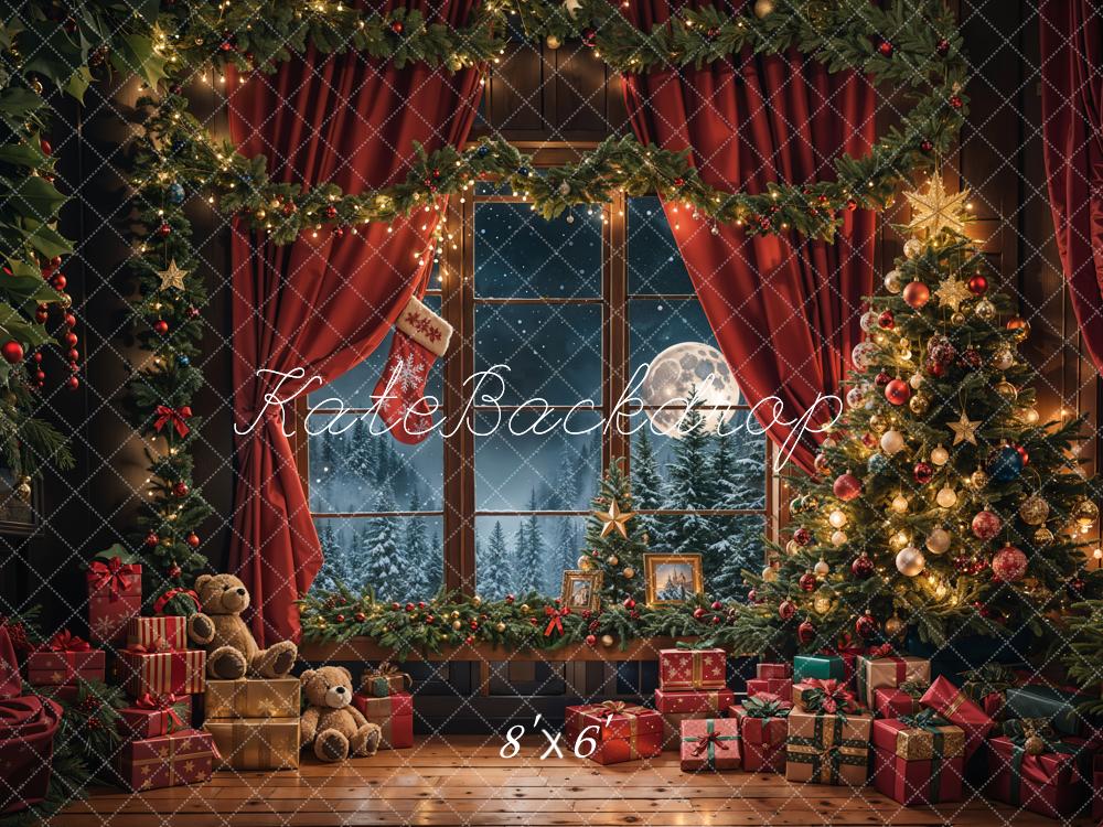 Kate Christmas Tree Gifts Moonlit Window Backdrop Designed by Emetselch