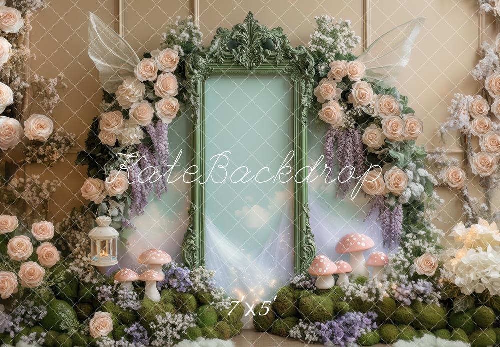 Kate Fairy Fantasy Floral Wings Mushrooms Backdrop Designed by Mini MakeBelieve - Kate Backdrop AU