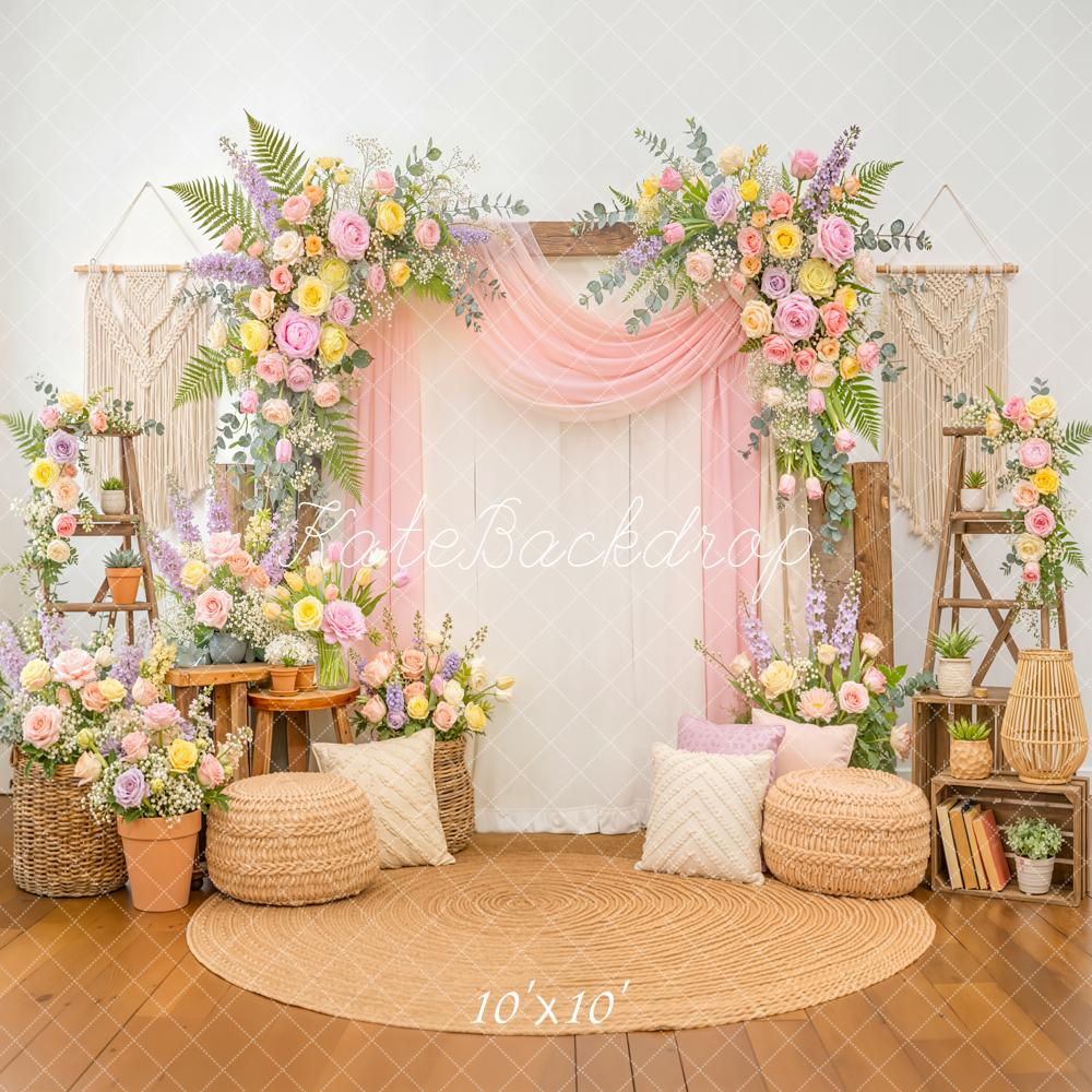 Kate Flower Boho Macrame Pastel Backdrop Designed by Emetselch