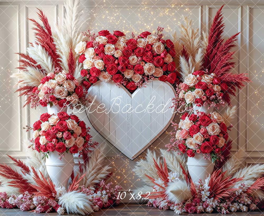 Kate Heart Shape Floral Valentine's Day Backdrop Designed by Mini MakeBelieve