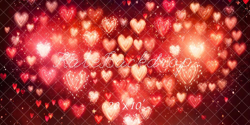 Kate Valentine's Day Red Hearts Bokeh Backdrop Designed by Emetselch
