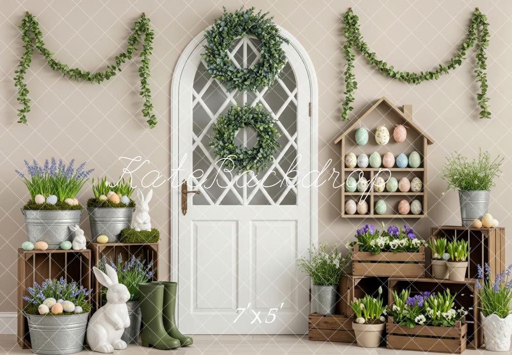 Kate Easter Bunny Eggs Greenery Door Backdrop Designed by Patty Roberts