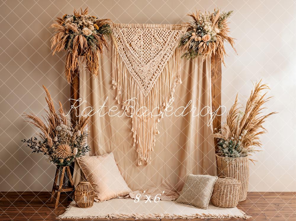 Kate Boho Macrame Pampas Grass Neutral Backdrop Designed by Emetselch