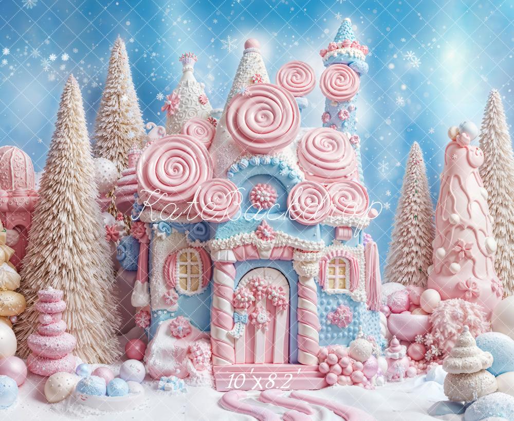 Kate Christmas Candy House Lollipops Trees Backdrop Designed by Emetselch