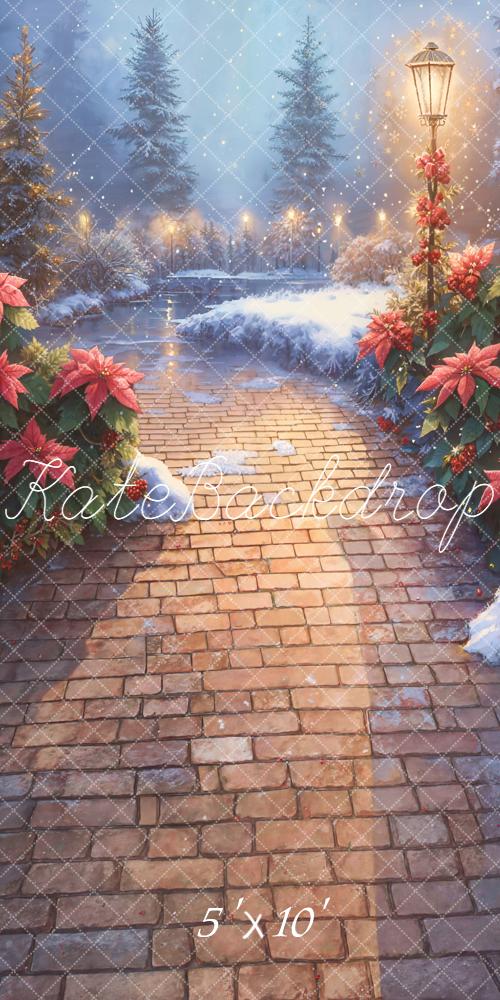 Kate Christmas Snowy Brick Pathway Backdrop Designed by Kate Image - Kate Backdrop AU