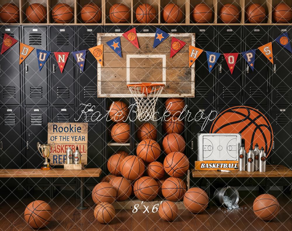 Kate Basketball Locker Room Hoop Benches Backdrop Designed by Emetselch