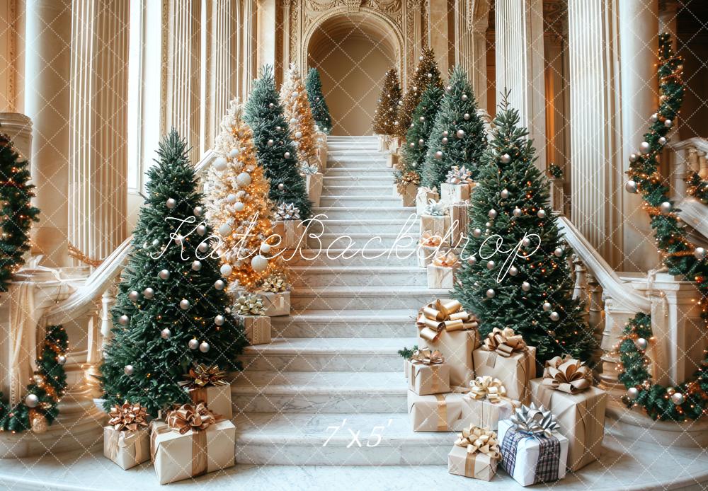 Kate Christmas Cascading Stairs Presents Backdrop Designed by Mini MakeBelieve - Kate Backdrop AU