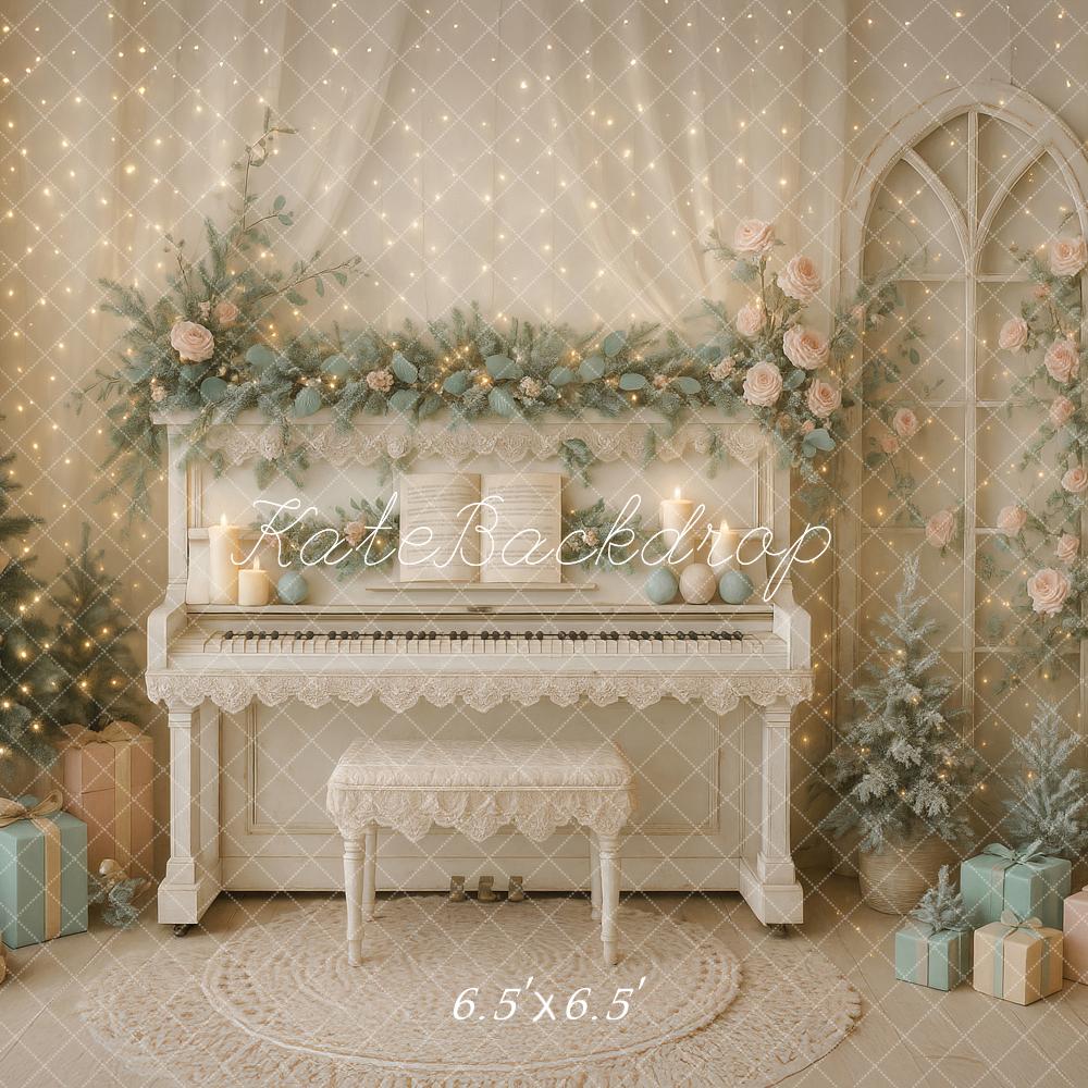 Kate Christmas Piano Flowers Backdrop Designed by Ashley Paul