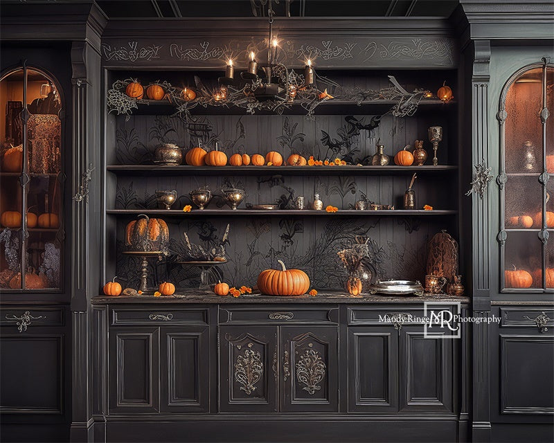 Kate Halloween Pumpkin Dark Cabinet Backdrop Designed by Mandy Ringe - Kate Backdrop AU