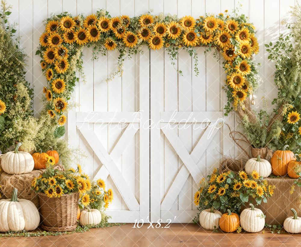 Kate Autumn Sunflower Pumpkins Backdrop Designed by Emetselch