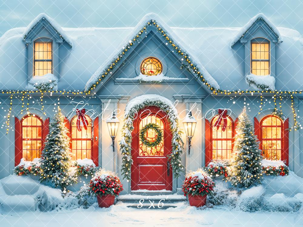 Kate Christmas Snowy House Backdrop Designed by Emetselch - Kate Backdrop AU