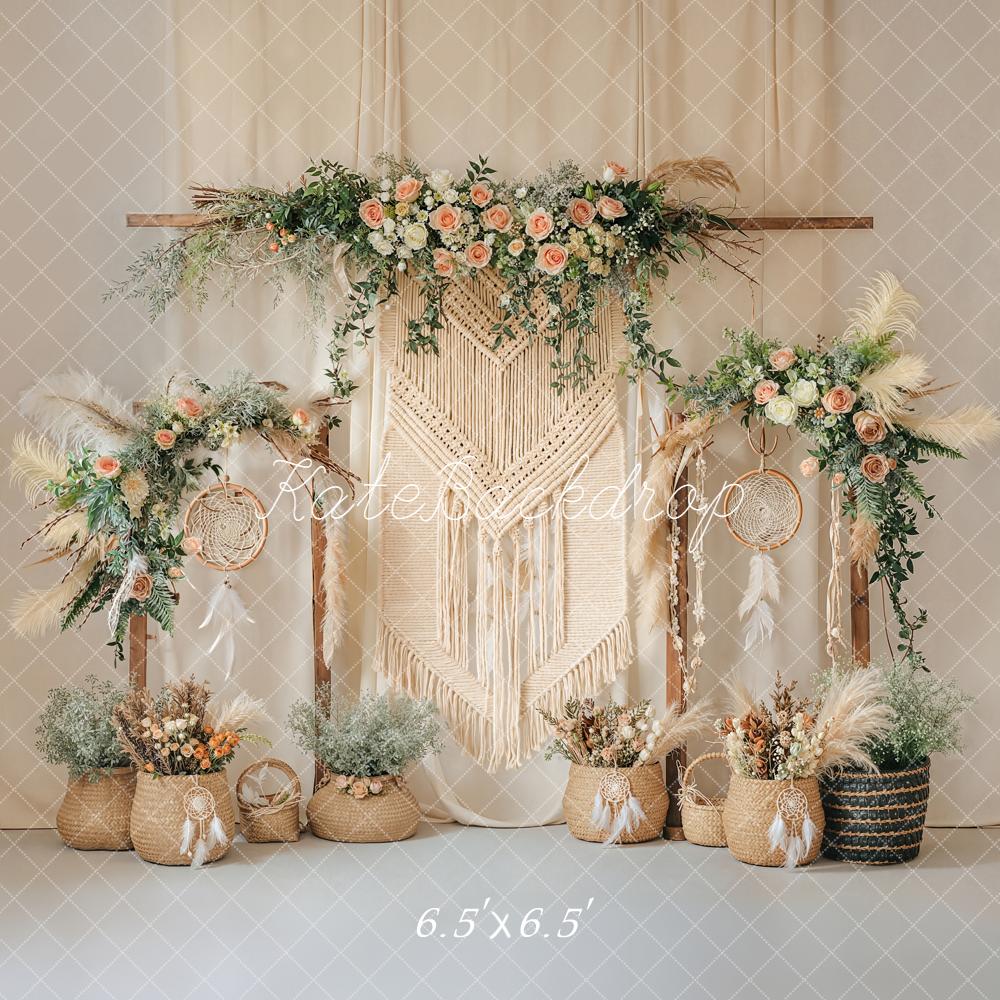 Kate Boho Macrame Dreamcatcher Flowers Backdrop Designed by Emetselch