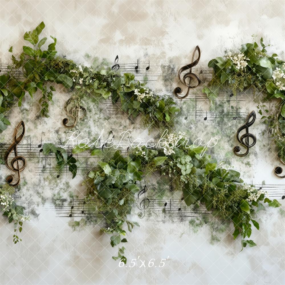 Kate Music Notes Greenery Backdrop Designed by Patty Roberts - Kate Backdrop AU