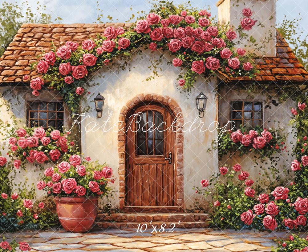 Kate Cottage House Climbing Roses Backdrop Designed by Emetselch