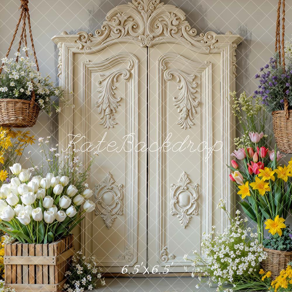 Kate Hanging Baskets Spring Flowers Door Backdrop Designed by Mini MakeBelieve