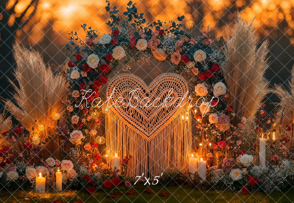 Kate Wedding Flower Bokeh Candles Backdrop Designed by Emetselch