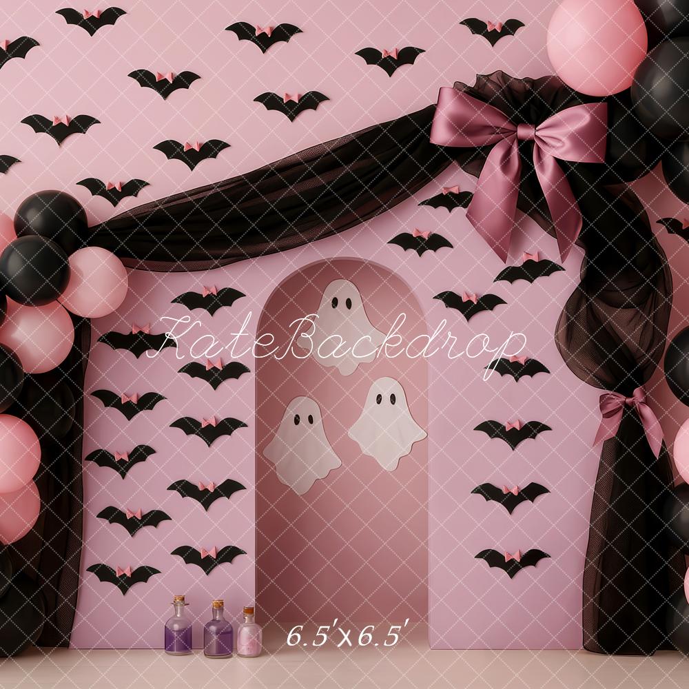 Kate Halloween Pink Bats Ghost Balloons Backdrop Designed by Patty Roberts