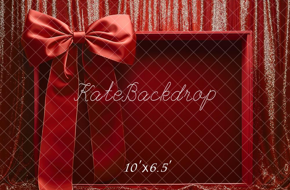 Kate Red Gift Box Large Bow Fleece Backdrop Designed by Emetselch