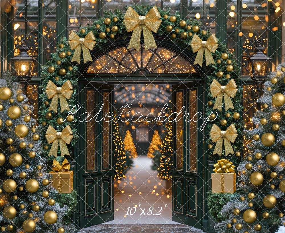 Kate Christmas Archway Gold Bow Backdrop Designed by Mini MakeBelieve - Kate Backdrop AU