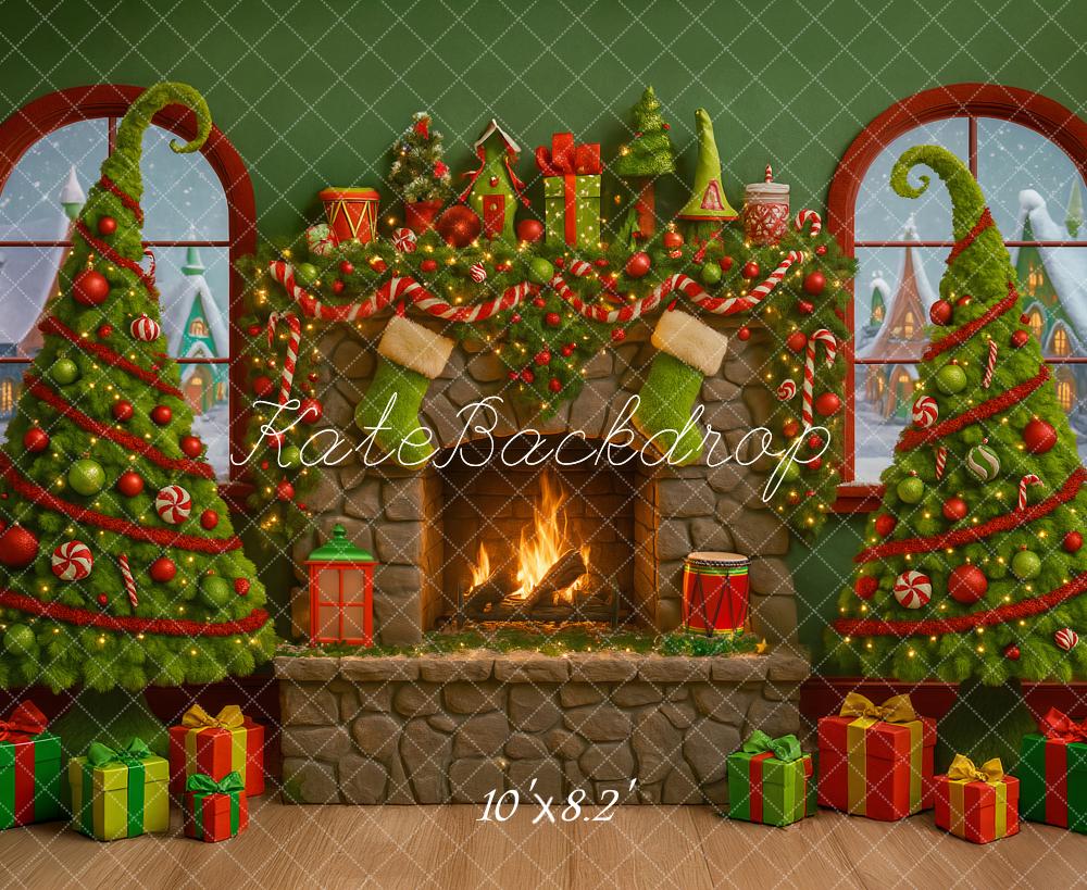 Kate Green Christmas Fireplace Gifts Backdrop Designed by Ashley Paul