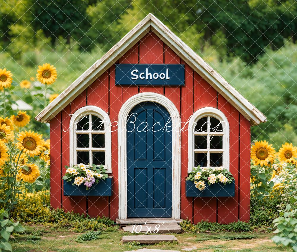 Kate Back to School Sunflowers Fleece Backdrop Designed by Emetselch - Kate Backdrop AU