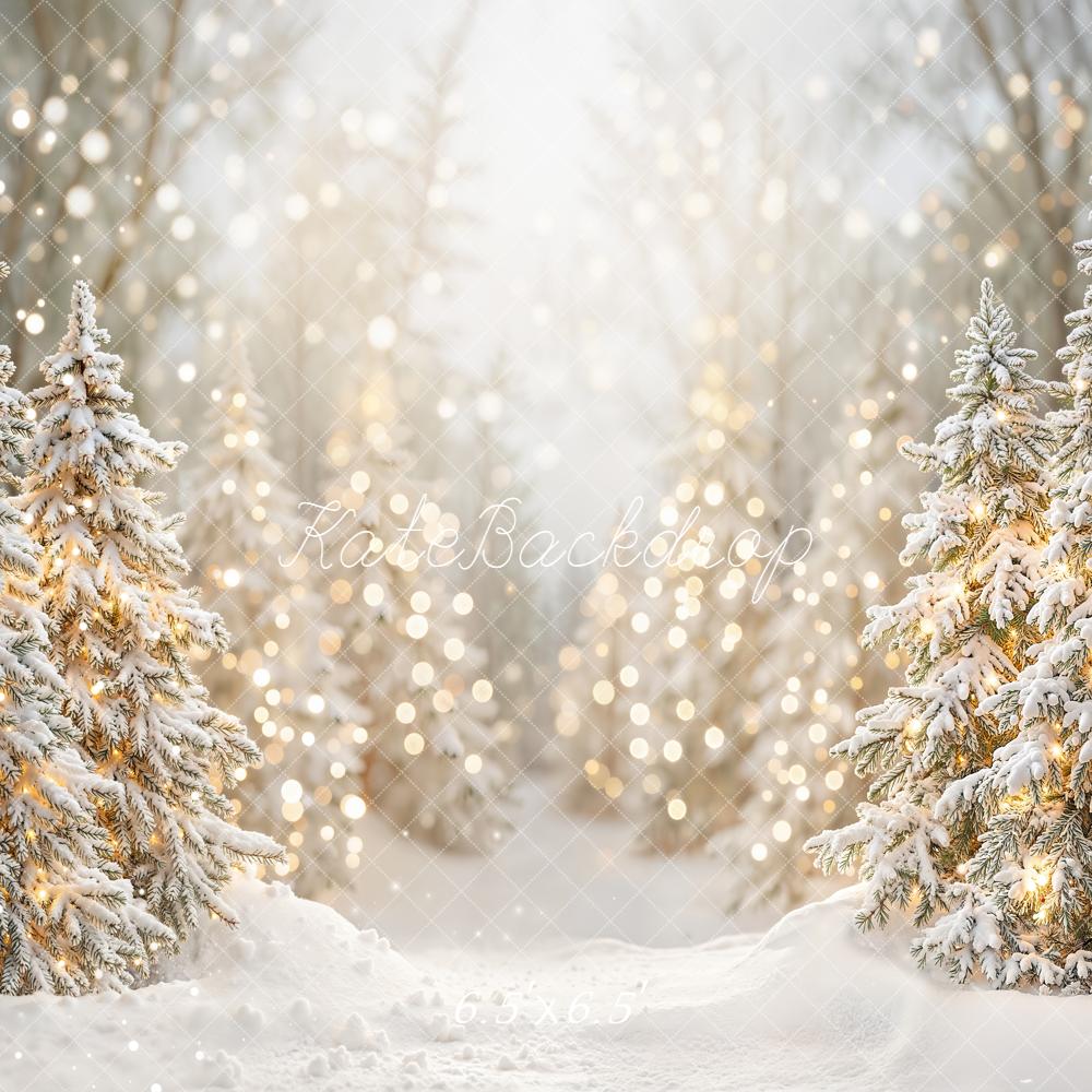 Kate Christmas Snowy Trees Bokeh Backdrop Designed by Emetselch - Kate Backdrop AU
