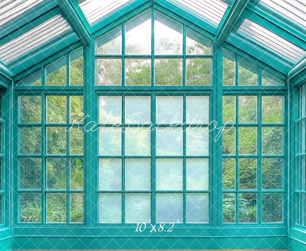 Kate Teal Glass Conservatory Windows Backdrop Designed by Mini MakeBelieve - Kate Backdrop AU