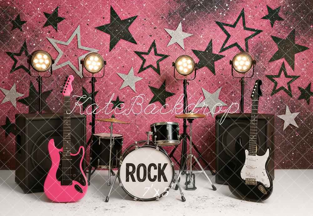 Kate Rock Band Instruments Pink Star Backdrop Designed by Ashley Paul
