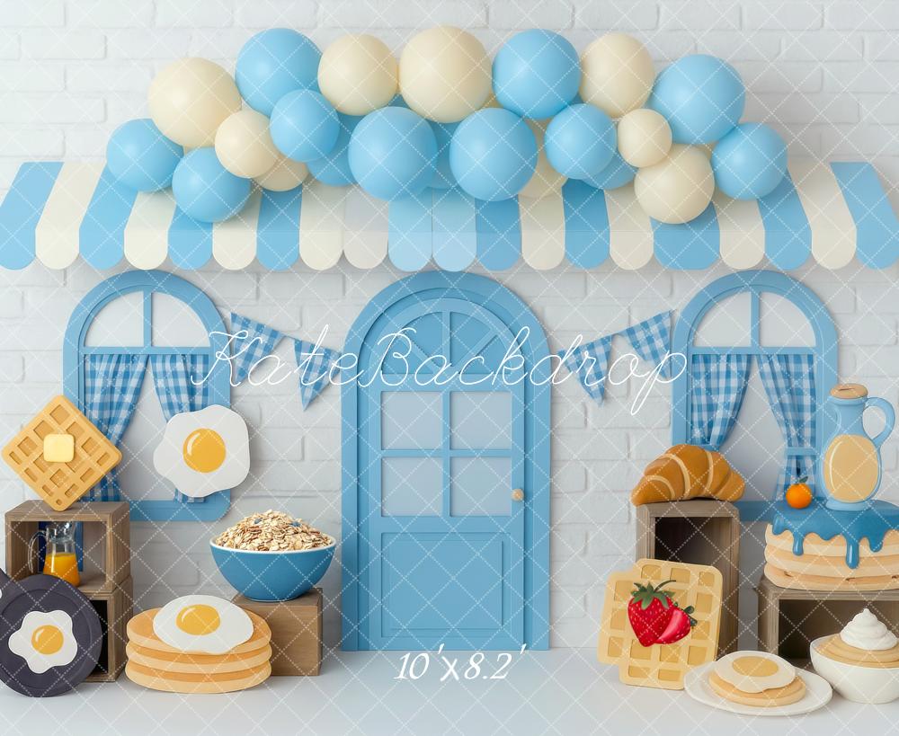 Kate Breakfast Café Waffles Pancakes Cake Smash Backdrop Designed by Mini MakeBelieve