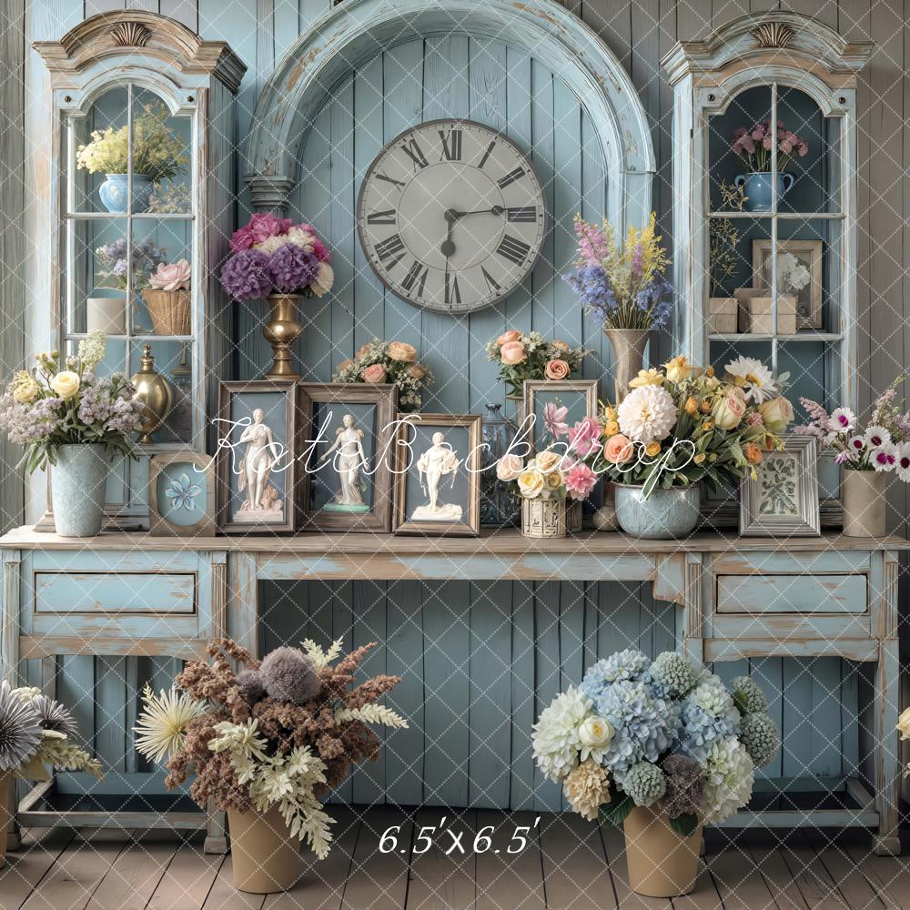 Kate Vintage Cabinet Clock Floral Backdrop Designed by Mini MakeBelieve