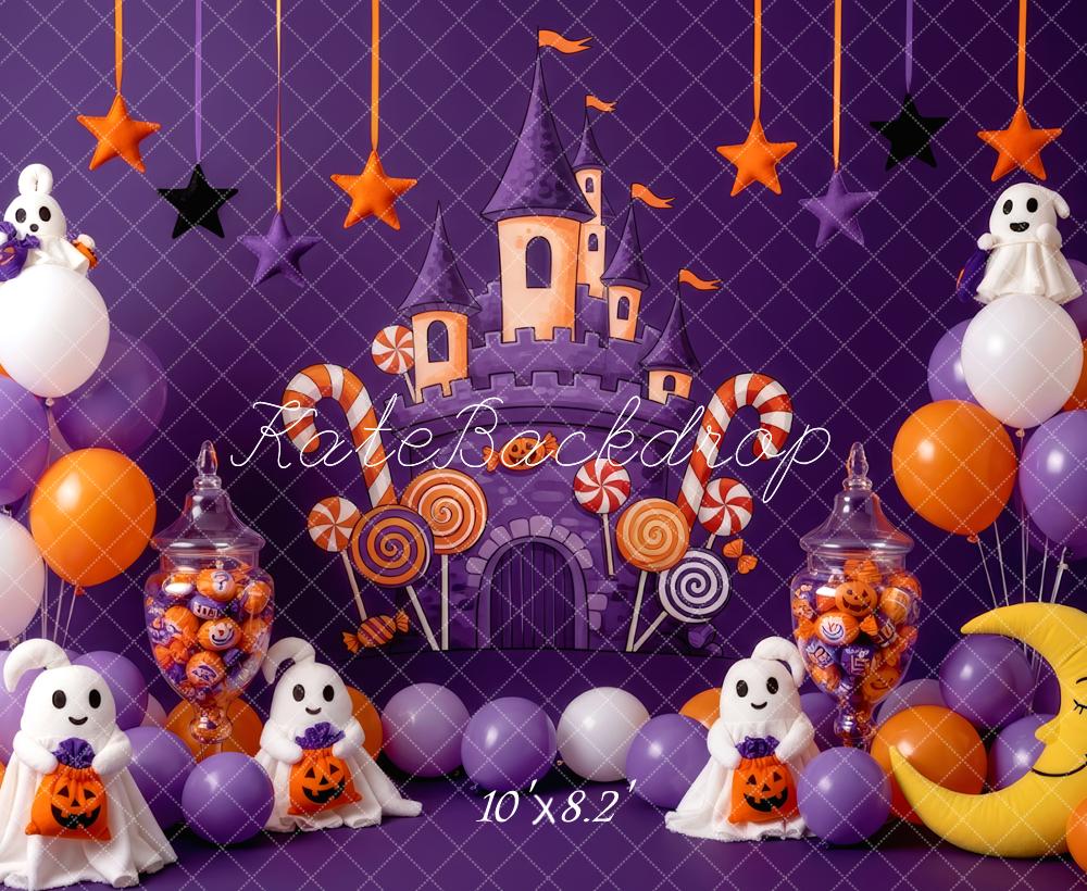 Kate Halloween Castle Ghosts Purple Backdrop Designed by Patty Roberts