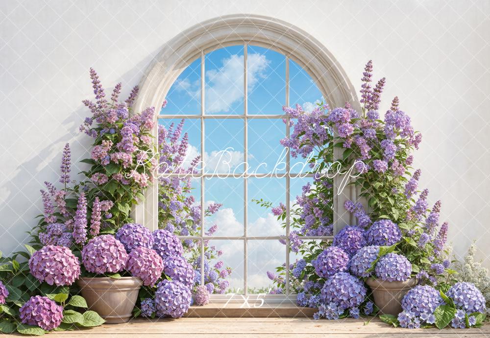 Kate Flower Arch Purple Blossoms Window Backdrop Designed by Emetselch
