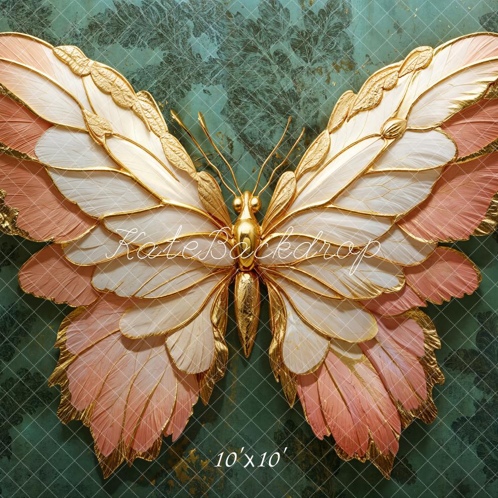 Kate Butterfly Green Damask Backdrop Designed by Emetselch