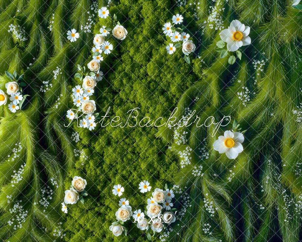 Kate Green Grass Daisy Backdrop Designed by Mini MakeBelieve