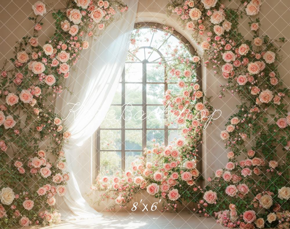 Kate Flower Arch Window Fleece Backdrop Designed by Emetselch - Kate Backdrop AU