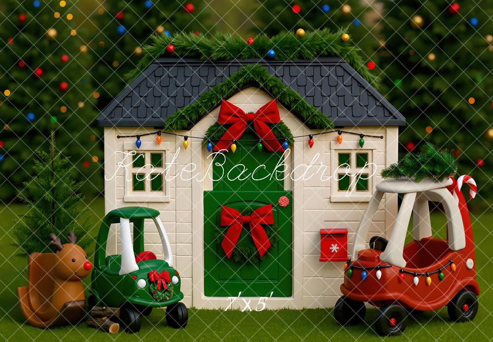 Kate Christmas Playhouse Toy Cars Reindeer Backdrop Designed by Mini MakeBelieve