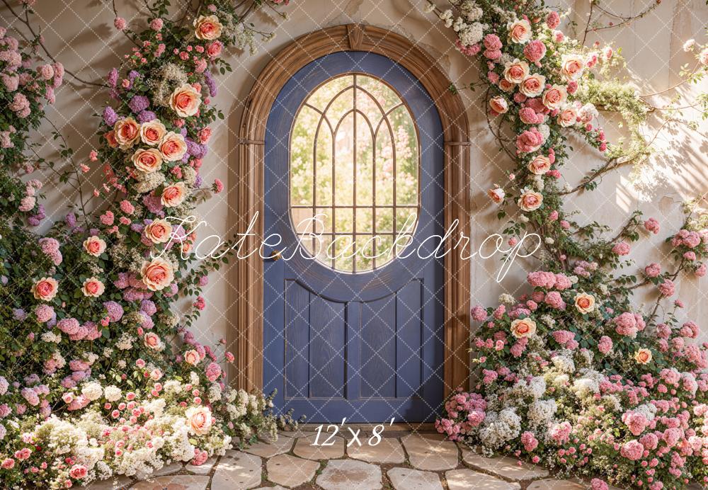 Kate Flower Arch Stone Pathway Door Fleece Backdrop Designed by Emetselch